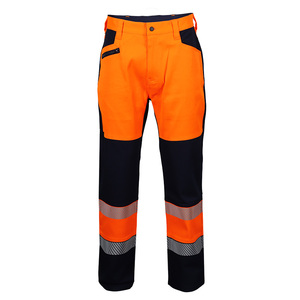 กางเกงช่าง OEM Hi Vis แบบสะท้อนแสง น้ำหนัก 13.75 ออนซ์ กางเกงยีนส์เดนิมหนา เอวกลาง ทรงจ็อกเกอร์ ไซส์ใหญ่ ป้องกันไฟฟ้าสถิตย์ มองเห็นได้ชัดเจน สำหรับผู้ชาย - Product Image 1