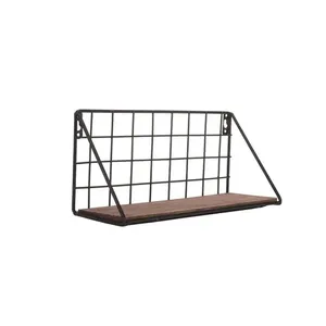 Minimalist Wooden Wall Shelf 5 Tier Stainless Steel <b>Hook</b> Mount Storage Rack for Behind Door or Wall Use wall shelf - Product Image 6