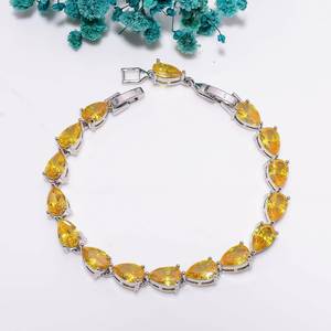 Bracelet tennis personnalisé en diamant jaune en forme de poire, pierre précieuse à haute teneur en carbone, taille goutte, prix d'usine pour femme - Product Image 2