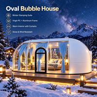 Suite de Glamping Hivernal Ovale en Forme de Bulle, Cabine Préfabriquée pour Hôtel de Vacances, avec Structure en Aluminium et PC Vierge, Résistante à la Neige et au Vent