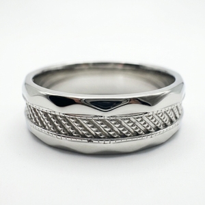 Anillo de Boda Clásico de Platino PT950 para Hombre |   Anillo de ajuste cómodo con textura - Product Image 4