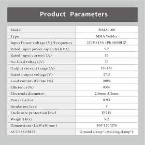 Soldador de arco metálico Manual Shanghao MMA168, nueva condición, máquina inversora de Motor de CC hecha en Taiwán, tanque multifuncional para soldadura de CC - Product Image 6