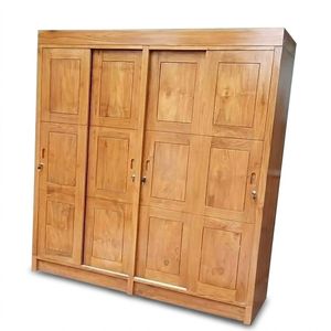 Armario Moderno de Madera de Teca con Cajones y Espejo - Product Image 1