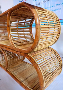 Handcrafted Rattan Modern Home Living Room <b>Cabinet</b> Woven Storage Rack <b>Rustic</b> 2 Tier Display Shelf for Apartment Bedroom - Product Image 2