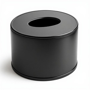 Boîte à mouchoirs en métal noir mat contemporaine avec un design minimaliste élégant pour les tables à manger, les bureaux et les intérieurs de maison - Product Image 2
