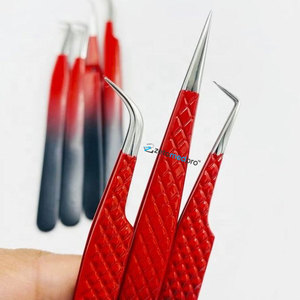 Pince à épiler professionnelle bicolore à pointe fine pour extensions de cils, en acier inoxydable durable, avec revêtement couleur personnalisé et prise en main robuste, vente en gros - Product Image 3