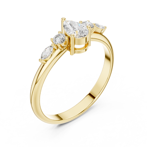 Anillo de compromiso chapado en oro amarillo con diamante talla pera para mujer, anillo nupcial de lujo, joyería fina, regalo para fiesta - Product Image 3
