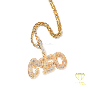 สร้อยคอจี้ชื่อสั่งทำพิเศษ ประดับเพชรโมอิสซาไนต์ เงินแท้ 925  แบบ Iced Out  พร้อมตัวอักษรตามสั่ง - Product Image 4