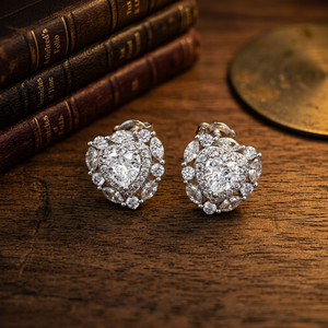 Boucles d'oreilles clous en cristal taille cœur, en alliage plaqué rhodium, bijoux romantiques pour femmes, pour mariage et soirée, placage multicolore - Product Image 6