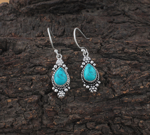 Shree Jaipur <b>Silver</b> Luxury Purple Jade Teardrop <b>Dangle</b> <b>Earrings</b> 925 Sterling <b>Silver</b> Beaded Halo Drop <b>Earrings</b> Vintage - Product Image 4