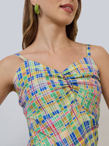 เดรสลายดอกไม้ชายหาดฤดูร้อนทรงเอไลน์แบบลำลองหรูหรา  ผ้าลูกไม้ สายเดี่ยว คอเปลือย  ผ้าจอร์เจตต์อย่างดี เป็นมิตรกับสิ่งแวดล้อม - Product Image 4