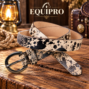 Ceinture réversible en cuir de vachette véritable Equipro, robuste, noir et blanc, imprimé animal, boucle en alliage, largeur 3,5 cm, longueur 110 cm - Product Image 2
