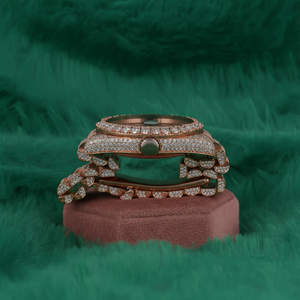 Montre en or rose et argent avec diamants pour femme, bracelet de luxe avec chiffres romains, cadeau d'anniversaire pour elle - Product Image 3