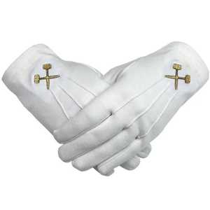 Gants en coton blancs avec logo marteau doré - Product Image 1