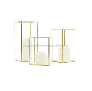 Pièce maîtresse de table de mariage en métal et branche en métal Candélabre Bougeoir votif à trois verres - Product Image 3
