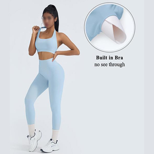 Conjunto Deportivo Ecológico y Transpirable para Mujer, Bra Deportivo y Leggings de Cintura Alta, 2 Piezas, con Logotipo Frontal, para Gimnasio, Entrenamiento, Fitness y Actividades - Product Image 3