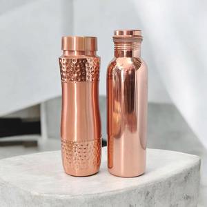 Botella de agua de cobre para oficina, juego de botellas de cobre con diseño oriental, portátil, para viaje, incluye tapas. - Product Image 4