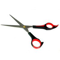Ciseaux de barbier élégants à double ton rouge et noir avec manche en plastique, lames en acier inoxydable, vente en gros pour salons professionnels