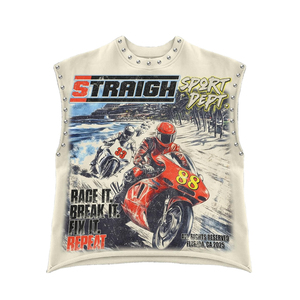 Custom Premium Streetwear Short Sleeve Tee Heavyweight Cotton <b>Animal</b> Graphic Print Rivet Embellished Detail Oversized Fit OEM - Product Image 1