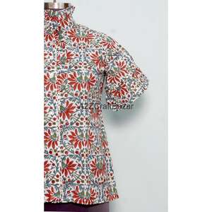 เสื้อคลุมลำลองพิมพ์ลายบล็อกอินเดีย ผ้าไม่ทอ สำหรับฤดูร้อน ผ้าฝ้ายแท้ 100% ลายดอกไม้สไตล์โบฮีเมียน เป็นมิตรกับสิ่งแวดล้อม แห้งเร็ว ทันสมัย - Product Image 2