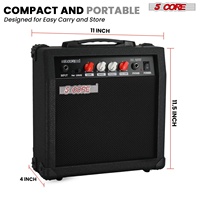 Amplificateur de guitare électrique 5 Core GA Series 20W avec haut-parleur intégré de 6,5 pouces, prise casque auxiliaire, mini ampli portable (120V)