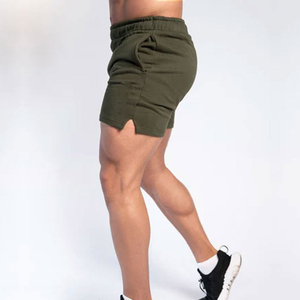 Shorts de sport pour hommes à taille mi-haute, respirants, 100% coton, couleur unie, avec poche en maille et taille élastique, style urbain, vente en gros usine du Pakistan - Product Image 3
