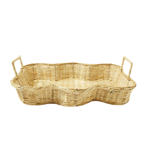 Wholesale Handmade Eco-Friendly Durable Rattan Scalloped Edge <b>Tray</b> Set for Cafe Dining <b>Table</b> Home Decor Utensil Storage - Product Image 1