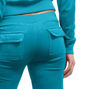 Personnalisé de haute qualité en velours Crop Tops Hoodies Sweat Suit Survêtement en velours Survêtements Velours Jogging Femmes - Product Image 5