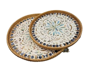 Wholesale Mother of Pearl Rattan <b>Storage</b> <b>Tray</b> With Handcrafted Finishing Work in cheap Prices for wedding - Product Image 2