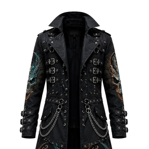 Gabardina Victoriana Gótica de Alta Calidad para Hombre, Chaqueta Larga Estilo Steampunk con Estampado de Calaveras para Disfraces de Halloween - Product Image 4