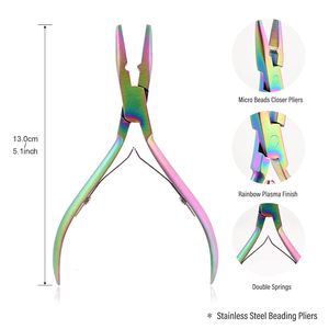 Professional Hair Extension <b>Pliers</b> <b>Set</b> Stainless Steel Rainbow Finish for Installation and Removal Tools Commercial Use - Product Image 4