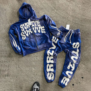 Conjunto de Sudadera con Capucha y Pantalones Deportivos Y2K con Estampado Personalizado, Lavado Ácido, Estilo Streetwear para Hombre, Traje Deportivo de Invierno - Product Image 1