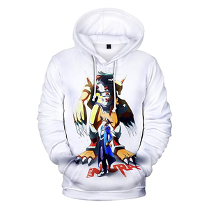 Sweat-shirt à capuche imprimé 3D Anime Digimon pour homme, blanc, impression intégrale 3D, coupe classique, streetwear d'automne - Product Image 5