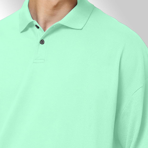 Polo de manga corta para hombre, de buena calidad, talla grande, color verde menta sólido, tejido Oxford informal, teñido liso, corte regular. - Product Image 2
