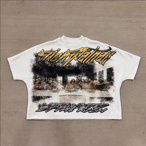 T-shirt personnalisé en coton 300 g/m² à col rond, coupe courte, délavé, doux et épais, coupe carrée unisexe, avec logo personnalisé - Product Image 1