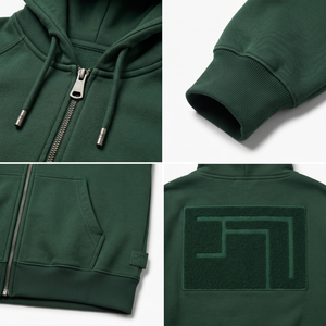 Sudadera con capucha de forro polar cepillado de 280 GSM para hombre, con cremallera completa, corte holgado y minimalista, estilo urbano Gen Z, personalizada OEM, 350 GSM - Product Image 4