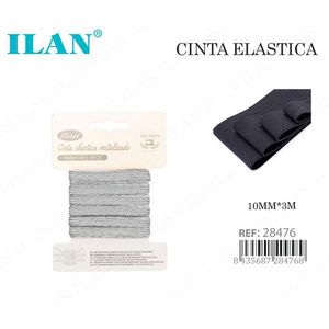 Nastro elastico Iln 10 mm x 3 m grigio metallizzato per cucito e artigianato - Product Image 1