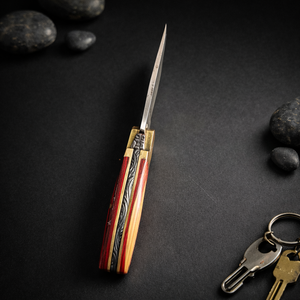 Navaja de bolsillo personalizada hecha a mano de acero inoxidable con mango de madera, mini navaja plegable para llavero, herramienta EDC para camping, 4 en 1, venta al por mayor a granel - Product Image 3