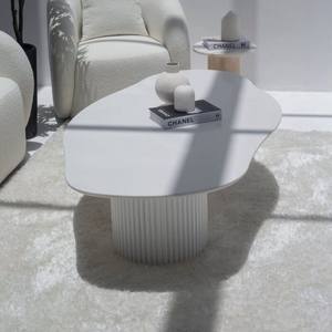 Table basse irrégulière en quartz blanc Vandana Zenova Solace avec options de couleur double base - Product Image 2