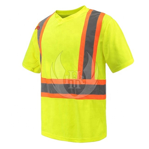เสื้อยืดนิรภัยสะท้อนแสงแบบมองเห็นได้ชัดเจน เสื้อผ้าทำงานแบบ Hi-Vis มาตรฐาน ANSI Class 2 ผลิตจากโพลีเอสเตอร์ระบายอากาศได้ดี ขายส่ง - Product Image 1