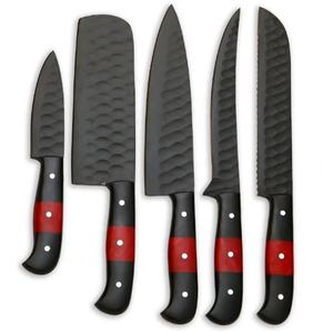 Stainless Steel Chef <b>Knife</b> <b>Set</b> 5-Piece Handmade <b>Sharp</b> Black Powder Coated Kitchen <b>Knives</b> Non-Slip Comfort Handles Daily Use - Product Image 2