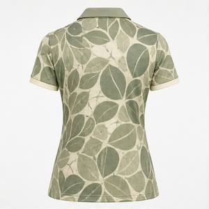 Polo de Manga Corta con Estampado de Hojas Verde Salvia para Mujer, Logotipo Personalizado, Secado Rápido, Sublimación, Ropa Deportiva de Golf - Product Image 1