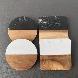 Juego de posavasos de madera y mármol a la moda para decoración interior contemporánea, solución de protección para bebidas - Product Image 1