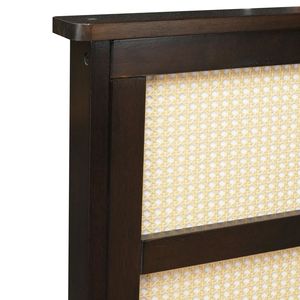 Lit rembourré pleine grandeur Espresso avec tête de lit en rotin, soutien amélioré, pieds surélevés, deux tiroirs de rangement en bois d'hévéa - Product Image 6
