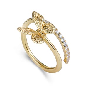 ZAWO HOUSE Joyería de Moda, Diseño Moderno, Joyería para Mujer, el Mejor Regalo, Anillo de Mariposa Chapado en Oro con Diamantes de Circonio y Plata de Ley 925 - Product Image 4