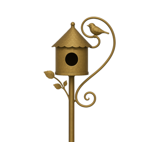 Nichoir en métal à motif de feuille, piquet de jardin, décoration paysagère extérieure, nichoir décoratif en bronze, ornement de jardin, plante en métal - Product Image 6