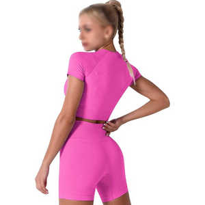 Conjunto de Yoga de 2 Piezas para Mujer, Sólido, Transpirable, de Secado Rápido, Leggings de Cintura Alta, Ropa Deportiva, Ropa Atlética - Product Image 5