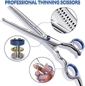 Ensemble de ciseaux professionnels pour toilettage de chiens en acier inoxydable avec pointe arrondie, ciseaux de coiffure pour droitiers - Product Image 6