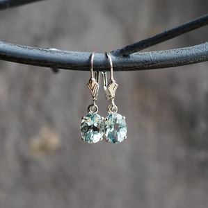 <b>Large</b> Oval Cut Natural Aquamarine Leverback Drop Earrings 925 Sterling Silver Dangle Gemstone March Birthstone Luxury Party - Product Image 2