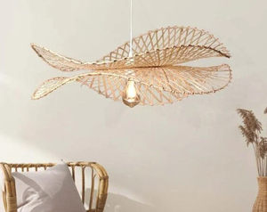 Handwoven Bamboo Pendant Light Coastal Sustainable Home <b>Decor</b> Natural Rattan <b>Ceiling</b> Lamp Eco Friendly Supplier - Product Image 1